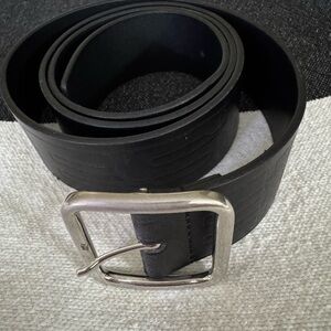 Diesel Men's Black Leather Belt with tone on tone Diesel imprint